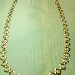 1970s 39.5" Gold Tone Textured Diamond Link Necklace Long Sautoir Chain